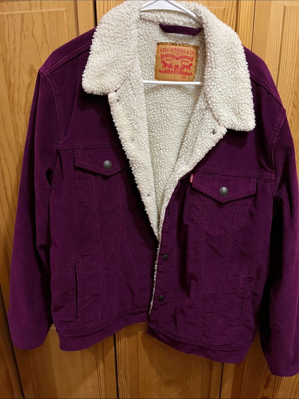 Levi's Men’s Purple Corduroy Jacket with Cream Sherpa Lining